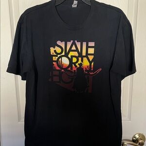 Next Level Apparel State 48 Western Rodeo Black Tee with Cowboy Graphic T size L